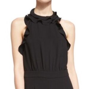 NWT DVF Diane von Furstenberg Black & White Silk Ruffle High Neck Blouse
